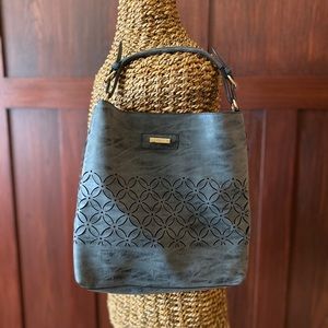 Gray faux leather purse
